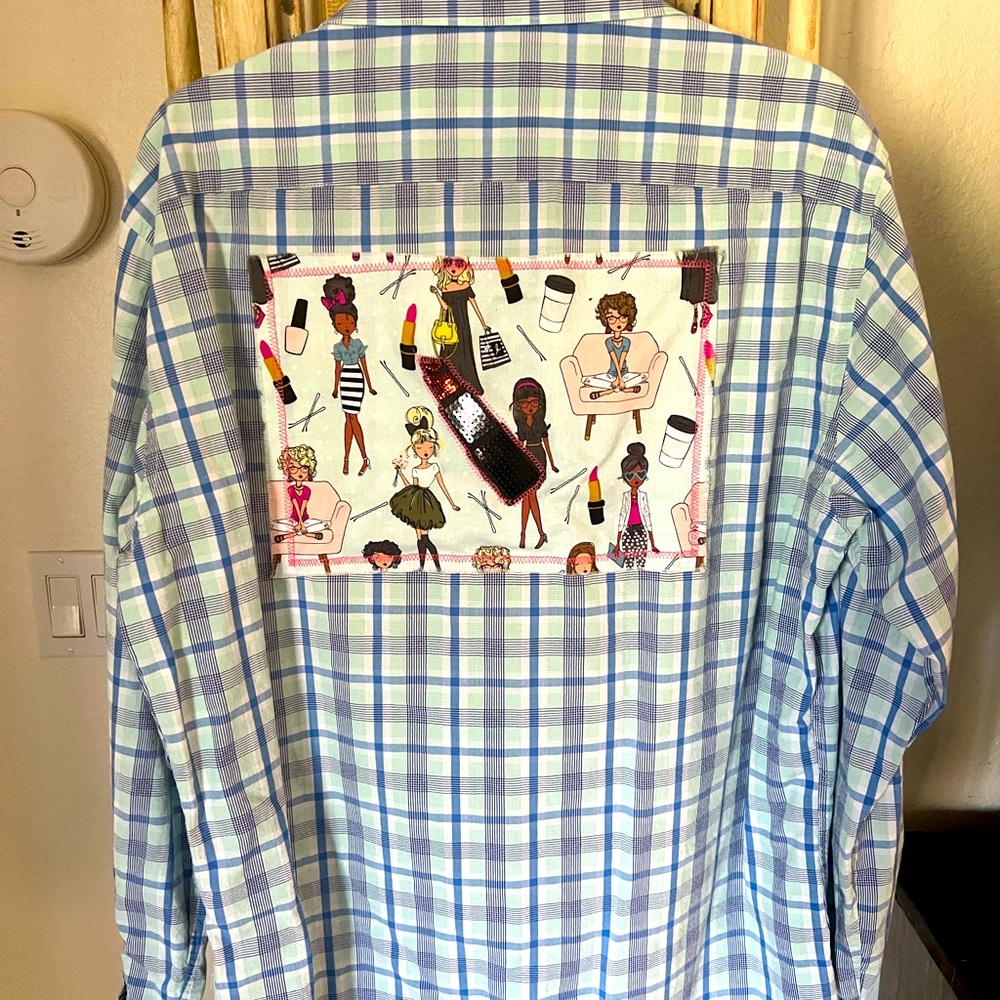 Extra large baby blue button-down shirt